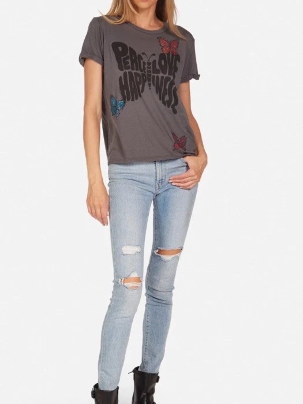 The Lauren Moshi Women's Edda Crystal Love Butterfly Top L - Picture 5 of 11